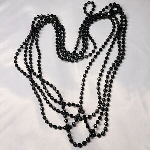 Two Black Bead Costume Necklaces